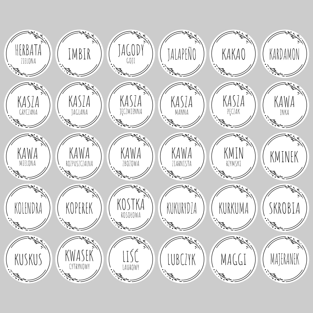 naklejki na słoiczki kminek koperek kurkuma