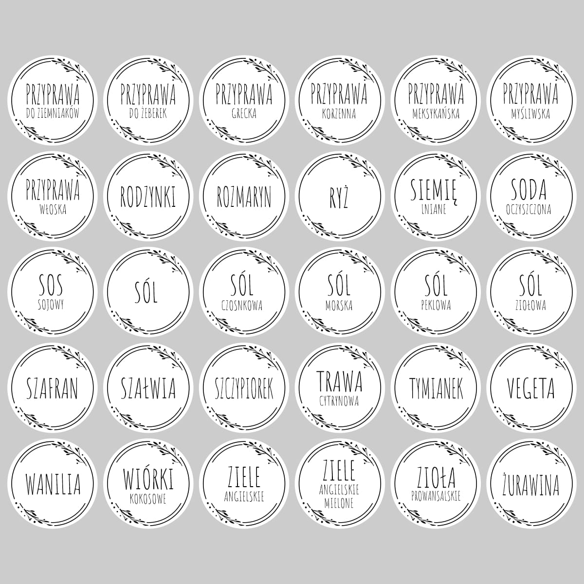etykiety na słoiczki białe własne nazwy