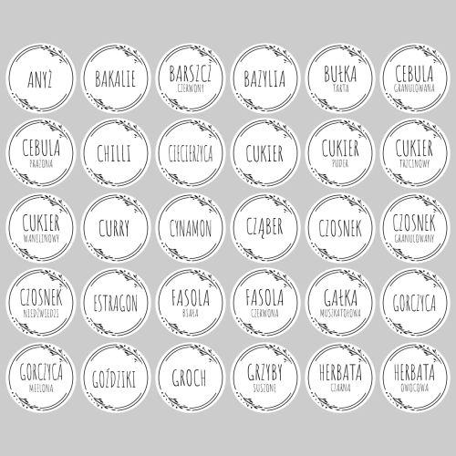 Naklejki na słoiczki z przyprawami 24szt.
