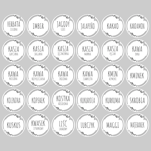 Naklejki na słoiczki z przyprawami 24szt.