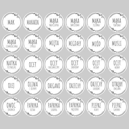Naklejki na słoiczki z przyprawami 24szt.