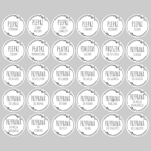 Naklejki na słoiczki z przyprawami 24szt.