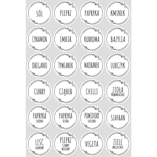Naklejki na słoiczki z przyprawami 24szt.